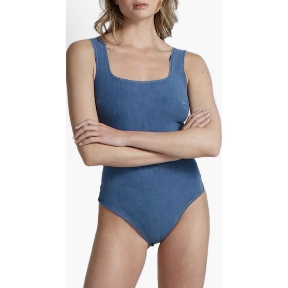 Commando Denim Square neck Light Indigo Bodysuit Sz S NWT $138